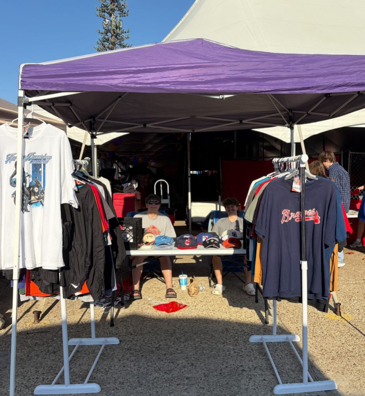 Geaux Collective pop-up shop with vintage clothing racks in Baton Rouge, LA